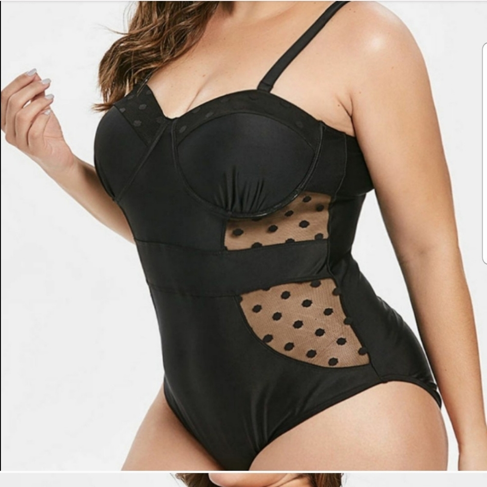 New but no tags Size 22W(4XL)  D/DD Sexy Mesh Cut Out Swimsuit